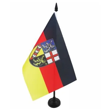 DRAPEAU DE TABLE SARRE 21x14cm - PETIT DRAPEAUX DE BUREAU SAARLAND - LAND ALLEMAGNE 14 x 21 cm