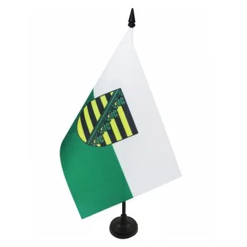 DRAPEAU DE TABLE SAXE 21x14cm - PETIT DRAPEAUX DE BUREAU SACHSEN - LAND ALLEMAGNE 14 x 21 cm