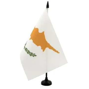 DRAPEAU DE TABLE CHYPRE 21x14cm - PETIT DRAPEAUX DE BUREAU CHYPRIOTE 14 x 21 cm
