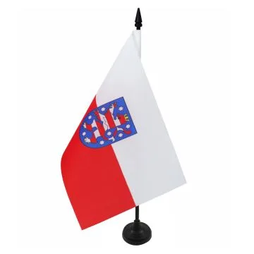 DRAPEAU DE TABLE THURINGE 21x14cm - PETIT DRAPEAUX DE BUREAU THÜRINGEN - LAND ALLEMAGNE 14 x 21 cm