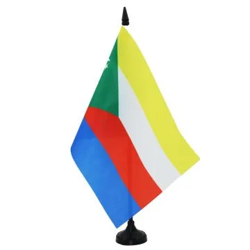 DRAPEAU DE TABLE COMORES 21x14cm - PETIT DRAPEAUX DE BUREAU COMORIEN 14 x 21 cm