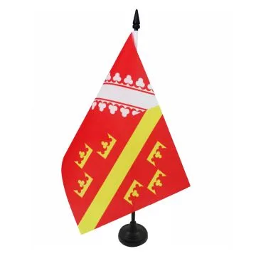 DRAPEAU DE TABLE ALSACE ANCIEN 21x14cm - PETIT DRAPEAUX DE BUREAU ALSACIEN - FRANCE 14 x 21 cm
