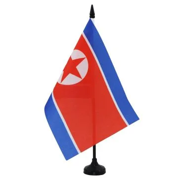 DRAPEAU DE TABLE CORÉE DU NORD 21x14cm - PETIT DRAPEAUX DE BUREAU NORD CORÉEN 14 x 21 cm