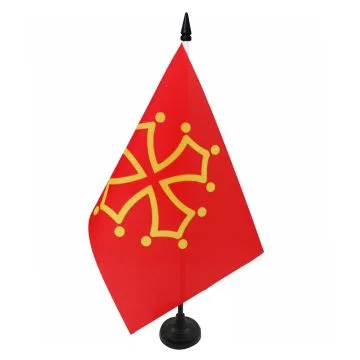 DRAPEAU DE TABLE MIDI-PYRÉNÉES - OCCITANIE 21x14cm - PETIT DRAPEAUX 14 x 21 cm OCCITAN - FRANCE - Bureau
