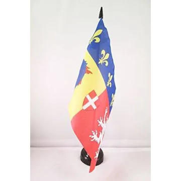 DRAPEAU DE TABLE RHÔNE-ALPES 21x14cm - PETIT DRAPEAUX 14 x 21 cm RHÔNALPIN - FRANCE - Bureau