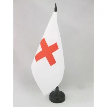 DRAPEAU DE TABLE CROIX ROUGE 21x14cm - PETIT DRAPEAUX DE BUREAU HUMANITAIRE 14 x 21 cm