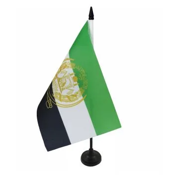 DRAPEAU DE TABLE AFGHANISTAN 2001-2002 21x14cm - PETIT DRAPEAUX DE BUREAU AFGHAN 14 x 21 cm