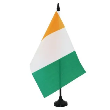 DRAPEAU DE TABLE CÔTE D\'IVOIRE 21x14cm - PETIT DRAPEAUX DE BUREAU IVOIRIEN 14 x 21 cm