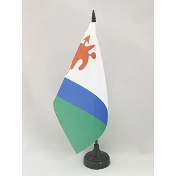 DRAPEAU DE TABLE LESOTHO ANCIEN 21x14cm - PETIT DRAPEAUX DE BUREAU LÉSOTHAN 14 x 21 cm