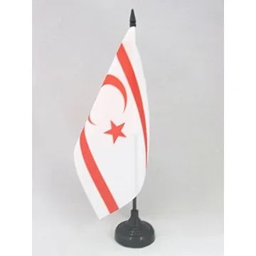 DRAPEAU DE TABLE CHYPRE DU NORD 21x14cm - PETIT DRAPEAUX DE BUREAU CHYPRIOTE 14 x 21 cm
