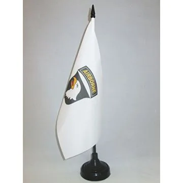 DRAPEAU DE TABLE USA AIRBORNE BLANC AVEC AIGLE 21x14cm - PETIT DRAPEAUX DE BUREAU AMÉRICAIN ? ARMÉE ETATS-UNIS  14 x 21 cm