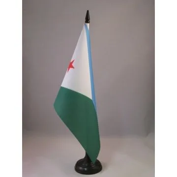 DRAPEAU DE TABLE DJIBOUTI 21x14cm - PETIT DRAPEAUX DE BUREAU DJIBOUTIEN 14 x 21 cm