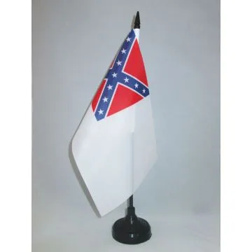 DRAPEAU DE TABLE ÉTATS CONFÉDÉRÉS D\'AMÉRIQUE 1863-1865 21x14cm - PETIT DRAPEAUX DE BUREAU REBEL - USA CONFÉDÉRÉ 14 x 21 cm