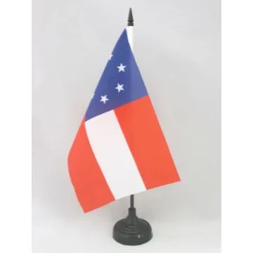 DRAPEAU DE TABLE ÉTATS CONFÉDÉRÉS D\'AMÉRIQUE MARS-MAI 1861 21x14cm - PETIT DRAPEAUX DE BUREAU REBEL - USA CONFÉDÉRÉ 14 x 21 cm