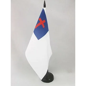 DRAPEAU DE TABLE RELIGION CHRÉTIENNE 21x14cm - PETIT DRAPEAUX DE BUREAU CHRÉTIEN 14 x 21 cm