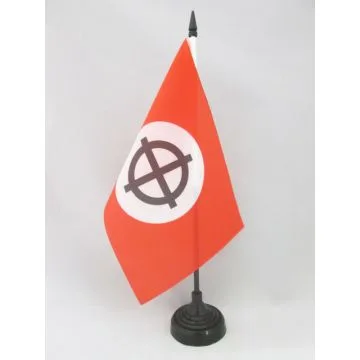 DRAPEAU DE TABLE CROIX CELTIQUE ROUGE 21x14cm - PETIT DRAPEAUX DE BUREAU CROIX NIMBÉE - CHRISTIANNISME 14 x 21 cm