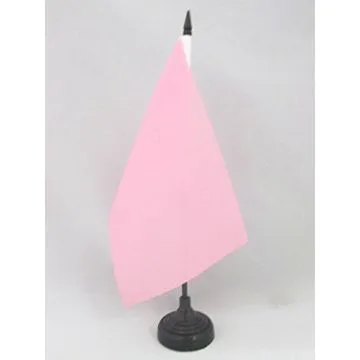 DRAPEAU DE TABLE UNICOLORE ROSE 21x14cm - PETIT DRAPEAUX DE BUREAU DE COULEUR ROSE 14 x 21 cm