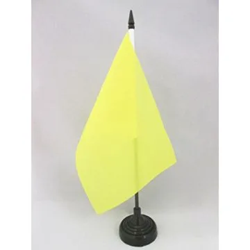 DRAPEAU DE TABLE UNICOLORE JAUNE 21x14cm - PETIT DRAPEAUX DE BUREAU DE COULEUR JAUNE 14 x 21 cm