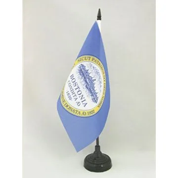 DRAPEAU DE TABLE BOSTON CITY 21x14cm - PETIT DRAPEAUX DE BUREAU MASSACHUSETTS - USA 14 x 21 cm