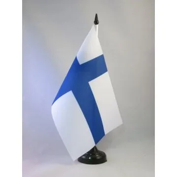 DRAPEAU DE TABLE FINLANDE 21x14cm - PETIT DRAPEAUX DE BUREAU FINLANDAIS 14 x 21 cm