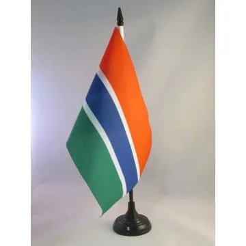 DRAPEAU DE TABLE GAMBIE 21x14cm - PETIT DRAPEAUX DE BUREAU GAMBIEN 14 x 21 cm