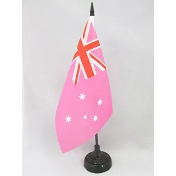 DRAPEAU DE TABLE AUSTRALIE ROSE 21x14cm - PETIT DRAPEAUX DE BUREAU AUSTRALIEN 14 x 21 cm