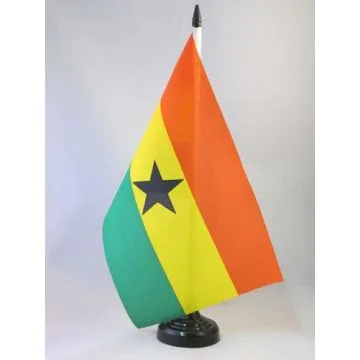 DRAPEAU DE TABLE GHANA 21x14cm - PETIT DRAPEAUX DE BUREAU GHANÉEN  14 x 21 cm