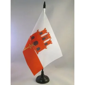 DRAPEAU DE TABLE GIBRALTAR 21x14cm - PETIT DRAPEAUX DE BUREAU ANGLAIS 14 x 21 cm