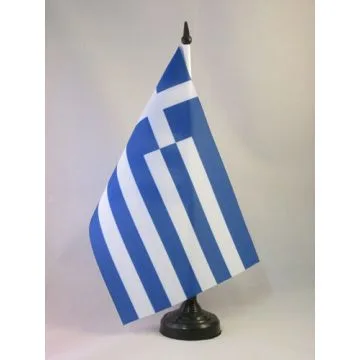 DRAPEAU DE TABLE GRÈCE 21x14cm - PETIT DRAPEAUX DE BUREAU GREC 14 x 21 cm