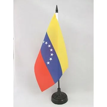 DRAPEAU DE TABLE VÉNÉZUELA SANS ECUSSON 21x14cm - PETIT DRAPEAUX DE BUREAU VÉNÉZUELIEN 8 ÉTOILES 14 x 21 cm
