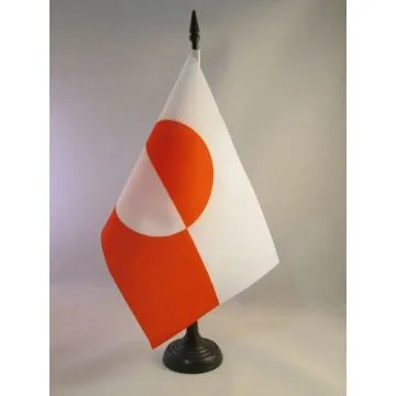DRAPEAU DE TABLE GROENLAND 21x14cm - PETIT DRAPEAUX DE BUREAU GROENLANDAIS 14 x 21 cm