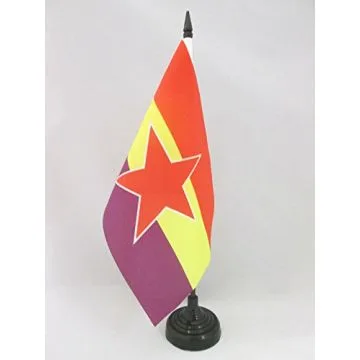 DRAPEAU DE TABLE ESPAGNOL RÉPUBLICAIN ARMÉE POPULAIRE 21x14cm - PETIT DRAPEAUX DE BUREAU ESPAGNE RÉPUBLICAINE 14 x 21 cm