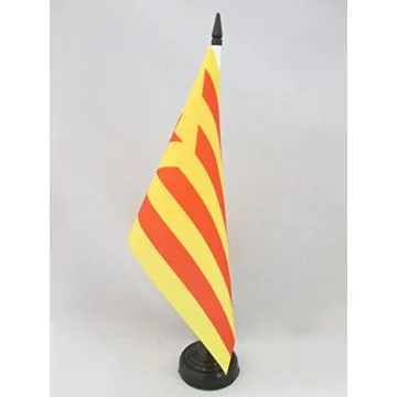 DRAPEAU DE TABLE CATALOGNE ESTELADA VERMELLA 21x14cm - PETIT DRAPEAUX DE BUREAU CATALAN INDÉPENDENTISTE - CATALUÑA GROGA 14 x 21 cm