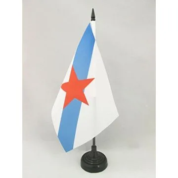 DRAPEAU DE TABLE GALICE ESTRELEIRA 21x14cm - PETIT DRAPEAUX DE BUREAU INDÉPENDENTISTE DE GALICIA  14 x 21 cm