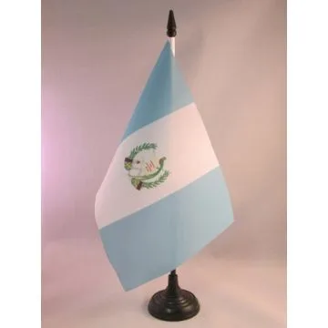 DRAPEAU DE TABLE GUATEMALA 21x14cm - PETIT DRAPEAUX DE BUREAU GUATÉMALTÈQUE 14 x 21 cm