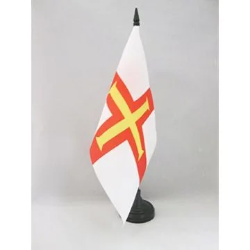 DRAPEAU DE TABLE GUERNESEY 21x14cm - PETIT DRAPEAUX DE BUREAU ANGLAIS 14 x 21 cm