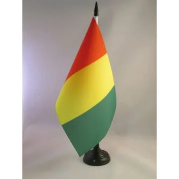 DRAPEAU DE TABLE GUINÉE 21x14cm - PETIT DRAPEAUX DE BUREAU GUINÉEN 14 x 21 cm