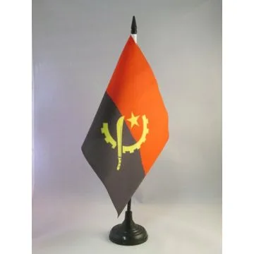 DRAPEAU DE TABLE ANGOLA 21x14cm - PETIT DRAPEAUX DE BUREAU ANGOLAIS 14 x 21 cm