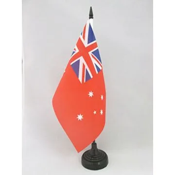 DRAPEAU DE TABLE AUSTRALIE RED ENSIGN 21x14cm - PETIT DRAPEAUX DE BUREAU PAVILLON MARCHAND AUSTRALIEN 14 x 21 cm