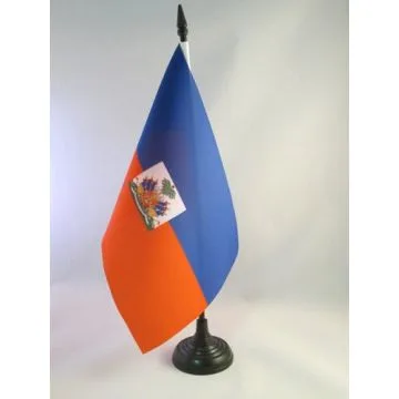 DRAPEAU DE TABLE HAÏTI 21x14cm - PETIT DRAPEAUX DE BUREAU HAÏTIEN 14 x 21 cm
