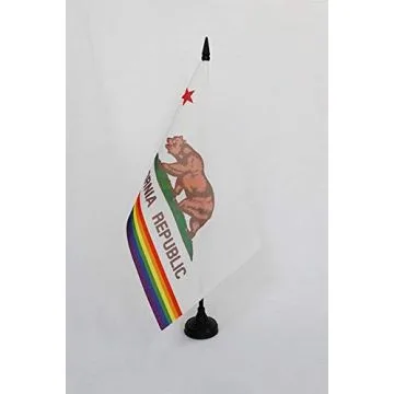 Drapeau de table Californie Arc-En-Ciel 21x14cm - PETIT Drapeaux DE BUREAU californien gay 14 x 21 cm