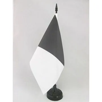 DRAPEAU DE TABLE COMMISSAIRE DE COURSE BLANC ET NOIR 21x14cm - PETIT DRAPEAUX DE BUREAU AVERTISSEMENT CONDUITE ANTISPORTIVE 14 x 21 cm