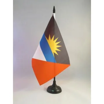 DRAPEAU DE TABLE ANTIGUA-ET-BARBADE 21x14cm - PETIT DRAPEAUX DE BUREAU ANTIGUAIS 14 x 21 cm