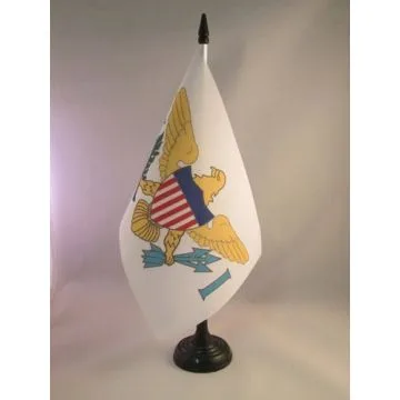 DRAPEAU DE TABLE IIES VIERGES DES ETATS-UNIS 21x14cm - PETIT DRAPEAUX DE BUREAU AMÉRICAIN 14 x 21 cm