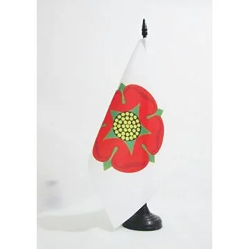 DRAPEAU DE TABLE COMTÍ? DE LANCASHIRE ANCIEN 21x14cm - PETIT DRAPEAUX DE BUREAU COUNTY OF LANCASHIRE - ANGLETERRE 14 x 21 cm