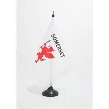 DRAPEAU DE TABLE COMTÍ? DE SOMERSET ANCIEN 21x14cm - PETIT DRAPEAUX DE BUREAU COUNTY OF SOMERSET - ANGLETERRE 14 x 21 cm