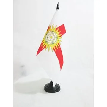 DRAPEAU DE TABLE COMTÍ? DU YORKSHIRE WEST RIDING 21x14cm - PETIT DRAPEAUX DE BUREAU COUNTY OF YORK - ANGLETERRE 14 x 21 cm