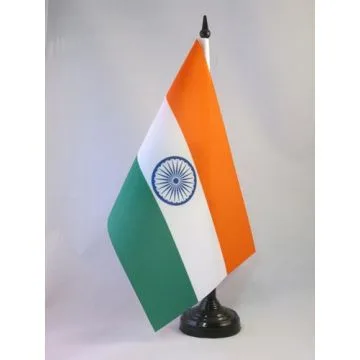 DRAPEAU DE TABLE INDE 21x14cm - PETIT DRAPEAUX DE BUREAU INDIEN 14 x 21 cm