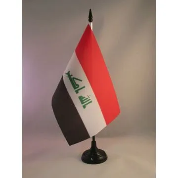 DRAPEAU DE TABLE IRAK 21x14cm - PETIT DRAPEAUX DE BUREAU IRAKIEN 14 x 21 cm