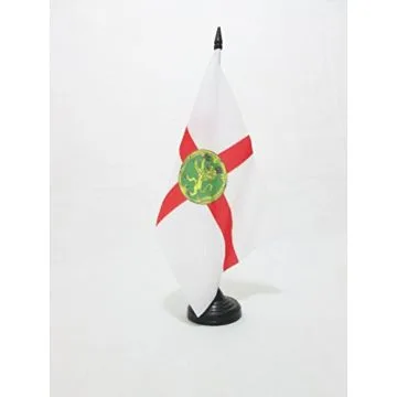 DRAPEAU DE TABLE AURIGNY 21x14cm - PETIT DRAPEAUX DE BUREAU Í?LE ANGLO-NORMANDE DE ALDERNEY 14 x 21 cm